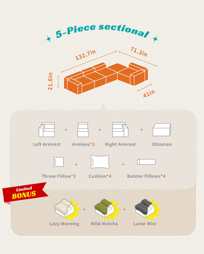 Modu cube - 5-Piece sectional