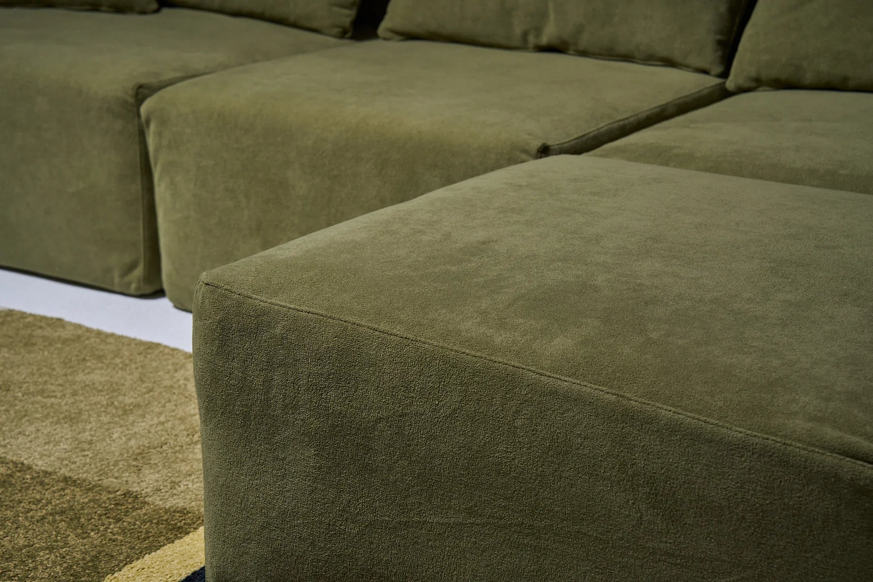 Close-up of green Modu cube seat fabric